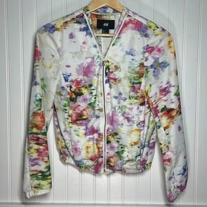 H&M Bomber Jacket Floral Grunge Cottagecore Y2K Preppy Full Zip Lightweight 4